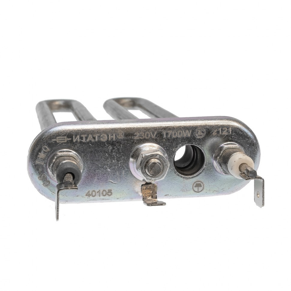 Комплект ТЭН 1700W для стиральной машины Ariston, Indesit WIUN WISL с отверстием под датчик L169мм + фильтр + засыпка, K46105